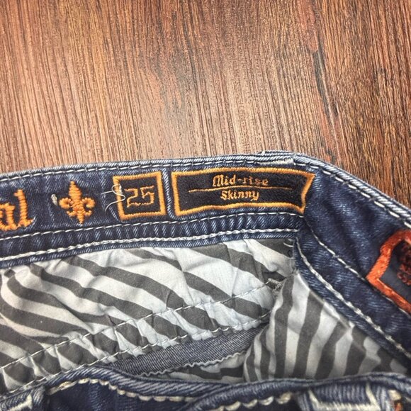 ROCK REVIVAL Claret Mid-Rise Skinny Jeans Distressed Dark-Wash Women’s Size 25 - Picture 7 of 13